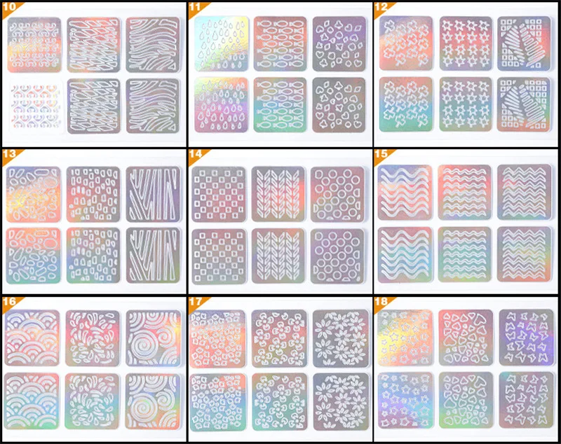 24pcs Flash Nail Vinyls Foil Airbrush Polish Stamping Tool Fashion Flash Hollow Nail Sticker Stencil Laser 3D Nail Art stickers.jpg