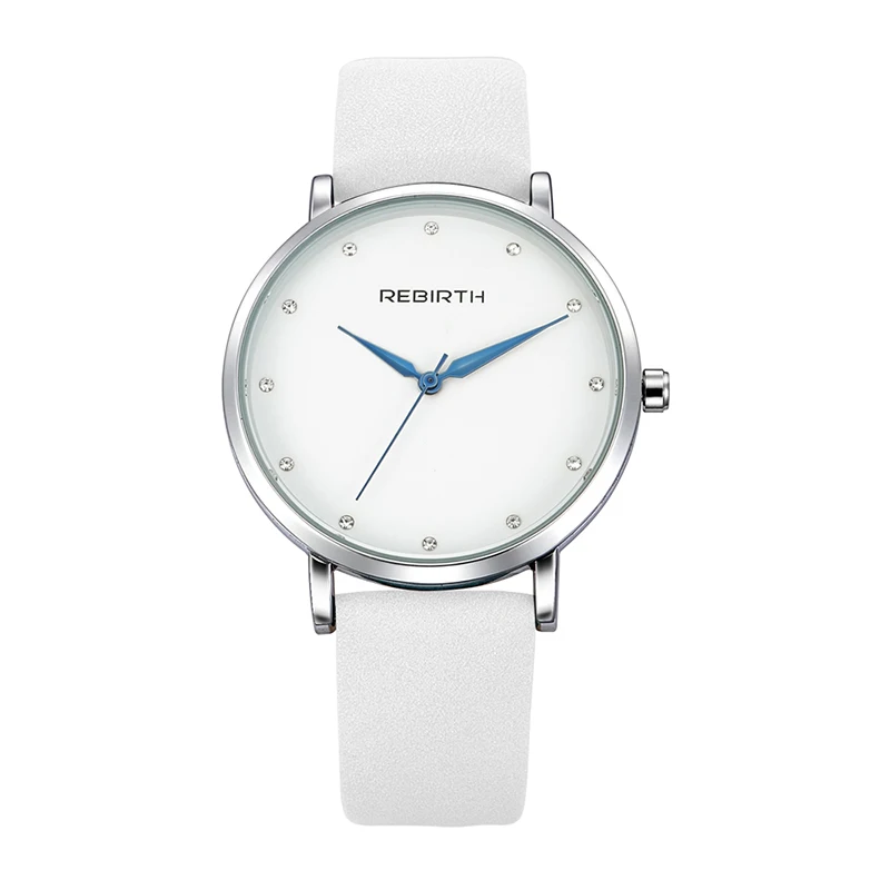 REBIRTH RE057B Women Quartz Watch Strap Leather Watches Simple Analog Display Wrist Watch