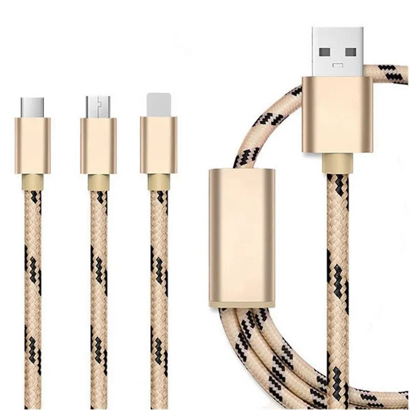 

Tiger Pattern 2A Braided Cable 3 in 1Multi USB Charging Cable 1.2M for Samsung Mobile Phone Cables Customised Logo