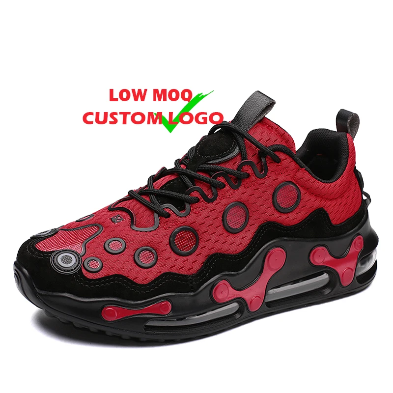 

Top Quality Air Cushion Red Men's Jogger Shoes Walking Trends Thick Sole Sneakers