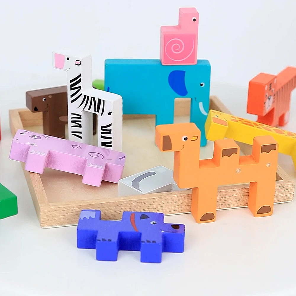 

2023 Hot Selling Wooden Puzzle Irregular 3D Animal Puzzle Blocks Kids Education Toys