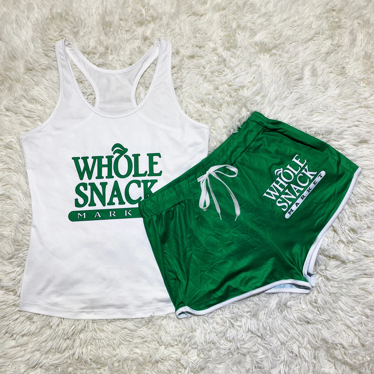 

Women Printed Pajamas Sleepwear Two Piece Yoga Sets, As picture