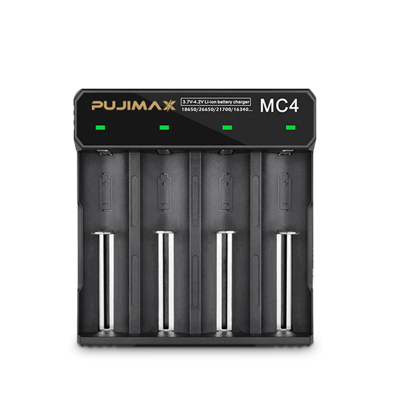 

4 slot lithium battery charger smart fast portable charger battery for 26650/21700/16340/18650, Black