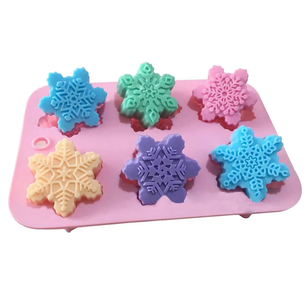 

6 Cavities Christmas Snowflake Shape Cake Mold,Diy Cake Snowflake Mold,Snowflake Mold, Pink or customized color