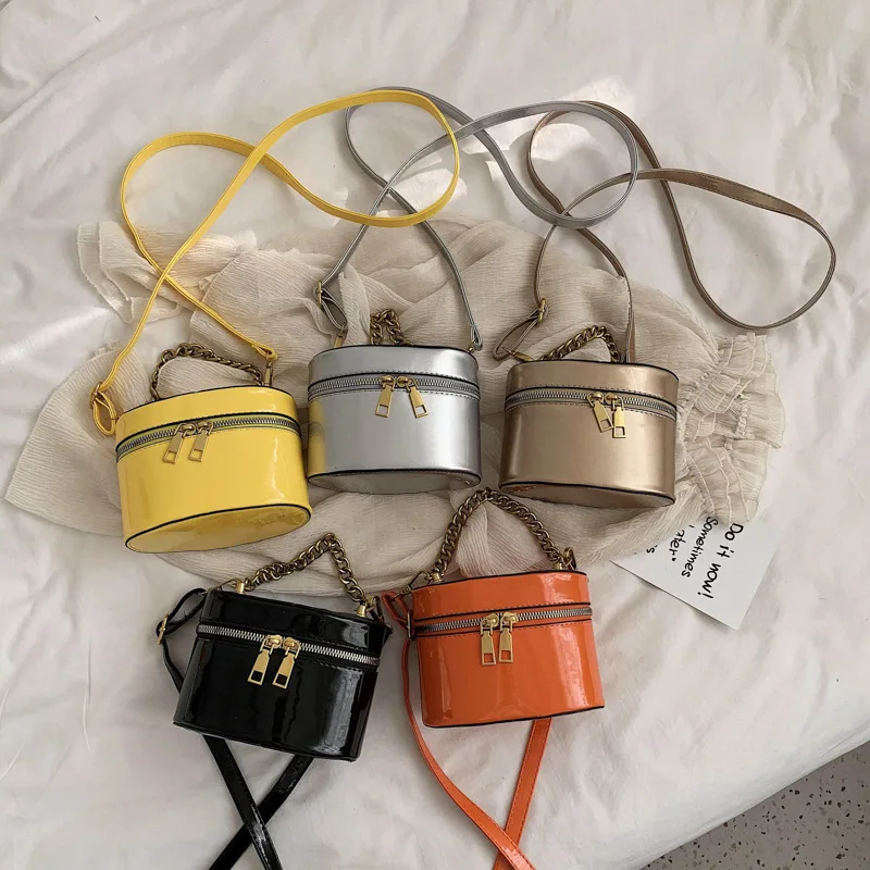 

2021 new arrival european mini chains handbag pu messenger bag women shoulder purse bag, Black, gold, silver, yellow, orange
