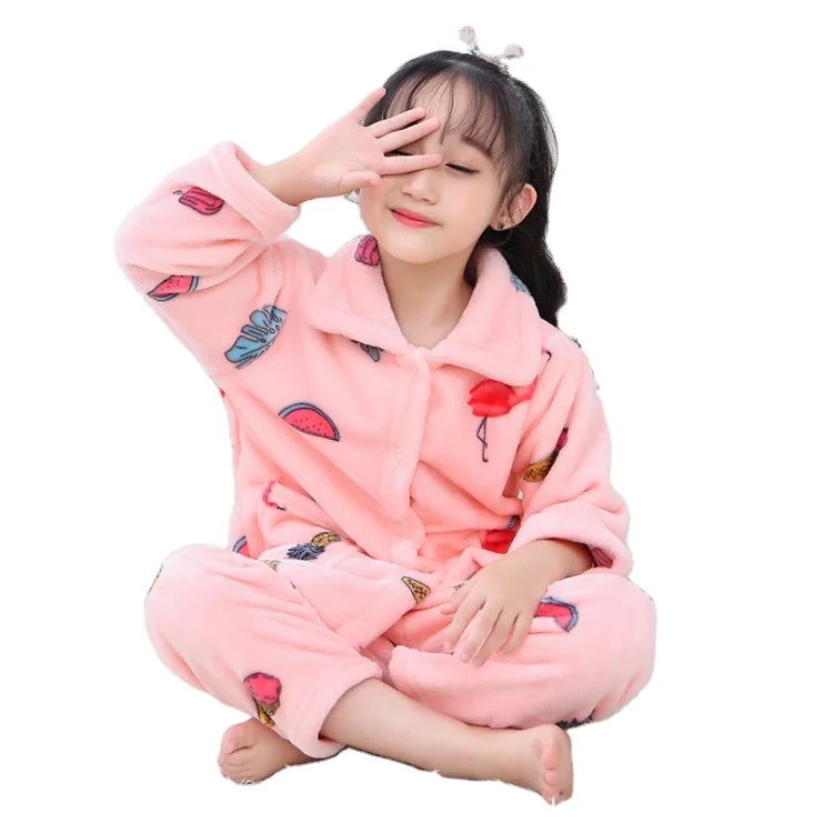 

Children's flannel pajama set New style Autumn/winter Flannel homewear