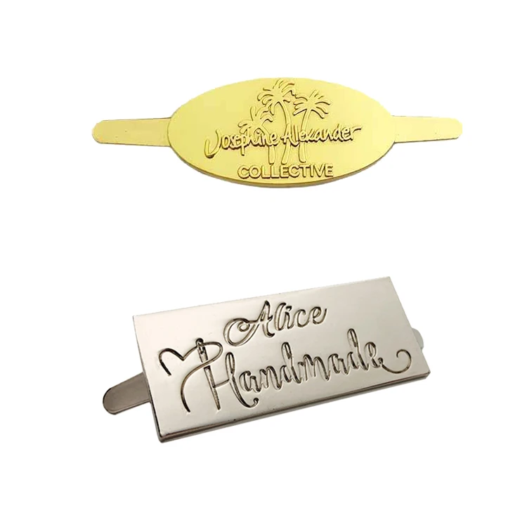Design bag metal brand tags custom metal logo plate label for handbags