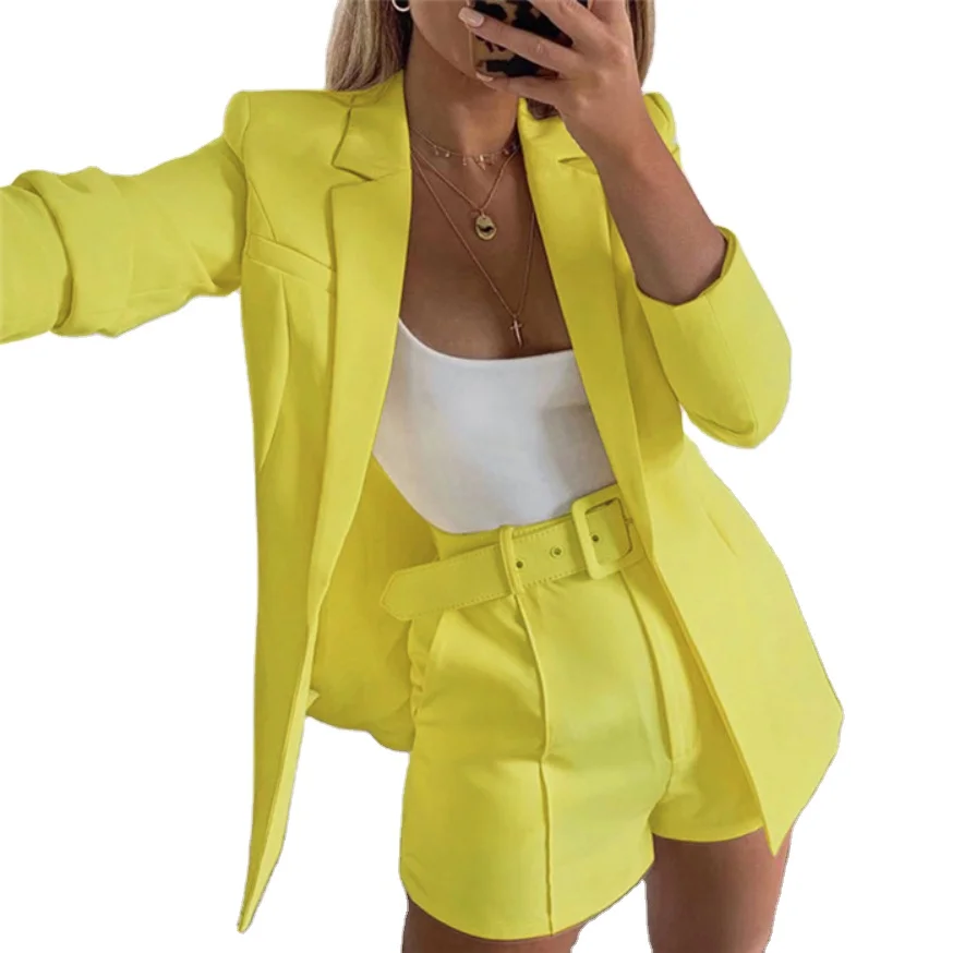 

Office Lady women 2 piece set blazer shorts women's suits