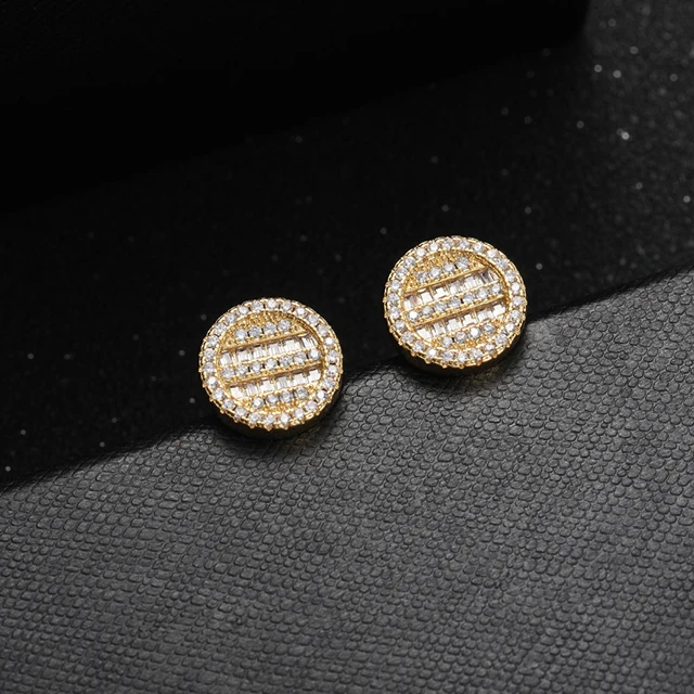 

Fashionable Round earrings women men 14k gold plated brass cz gold filled vintage earrings jewelry