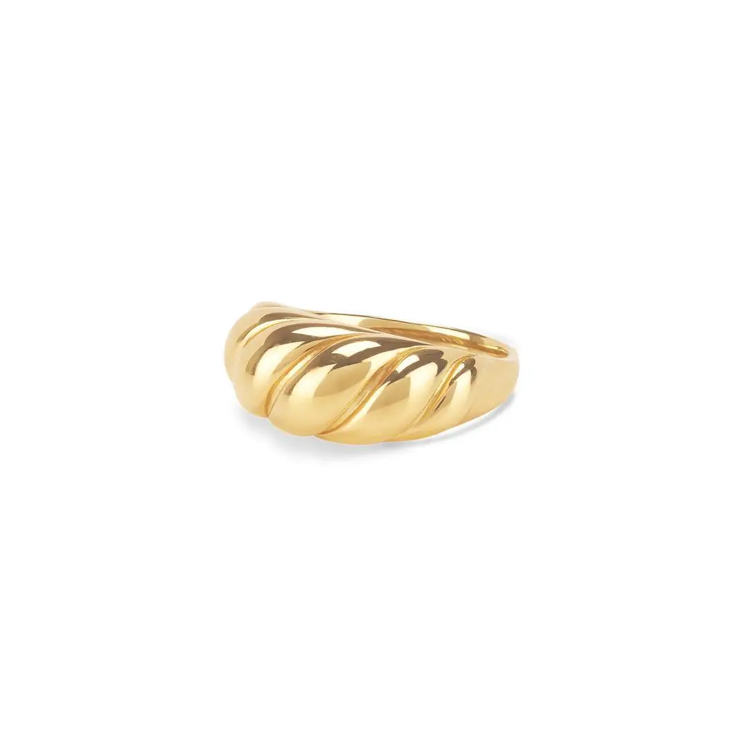 

Croissant Ring 18k Gold Plated 925 Sterling Silver Ring Female Curved, Twist-shaped Index Finger Ring for Women, Silver, gold