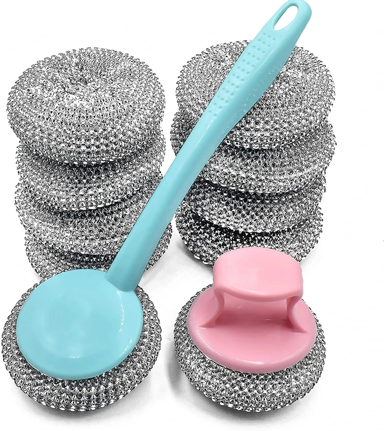 

Factory direct supply kitchen accessories for cleaning pans and brush cleaning ball with high quality removable handler