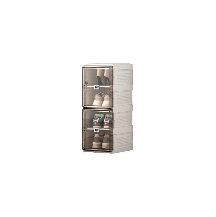 

Clear Magnetic Plastic Shoe Boxes Drop Front Shoe Storage Box AcrylicTransparent transparent shoe boxes stackable, White + brown