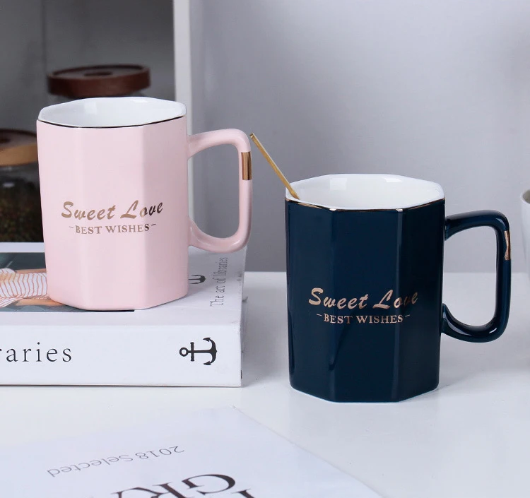 

Color inside hand painted porcelain modern custom printed ceramic coffee tea mug