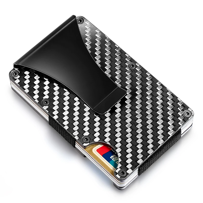 

Metal Carbon RFID Blocking Fiber Slim Money Clip Credit Card Holder Wallet For Men, Customized