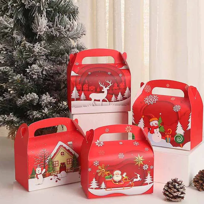 

New Year Portable Red Candy Box for Kids Cookie Paper Box Christmas Candy Box