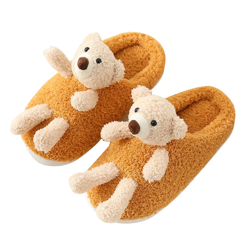 

Multi-Color Winter Comfortable Furry Bear Slippers Animal Shape Warm Soft Plush Teddy Bear Slippers, Blue,black,pink,yellow,grey,caramel