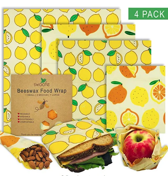 
Amazon Hot Sale Safe Eco friendly Organic Reusable Bee Wax Food Wraps with private Label and Mesh bag bundle 