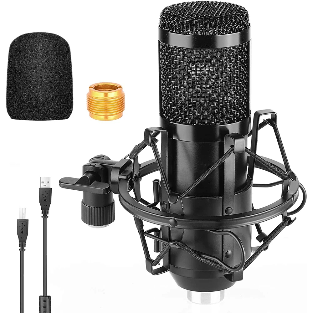 

JUNNX Professional USB Microfono de Condensador Microphone with Shock Mount for Singing, Vlog, Podcast, Live Streaming