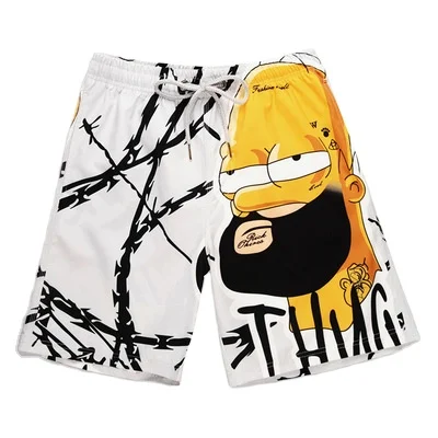 

IHJ3821 Summer casual cartoon printed beach shorts and quick-drying men's swim trunks