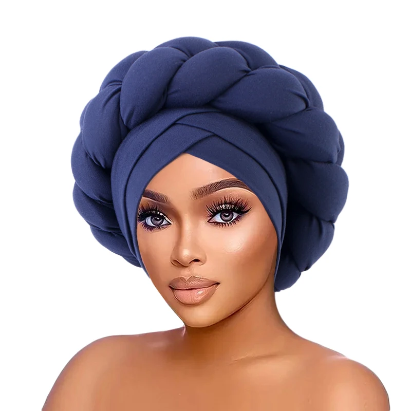 

Braided Women Headscarf Wholesale Solid Color Twist Turban African Women Daily Wear Headwraps
