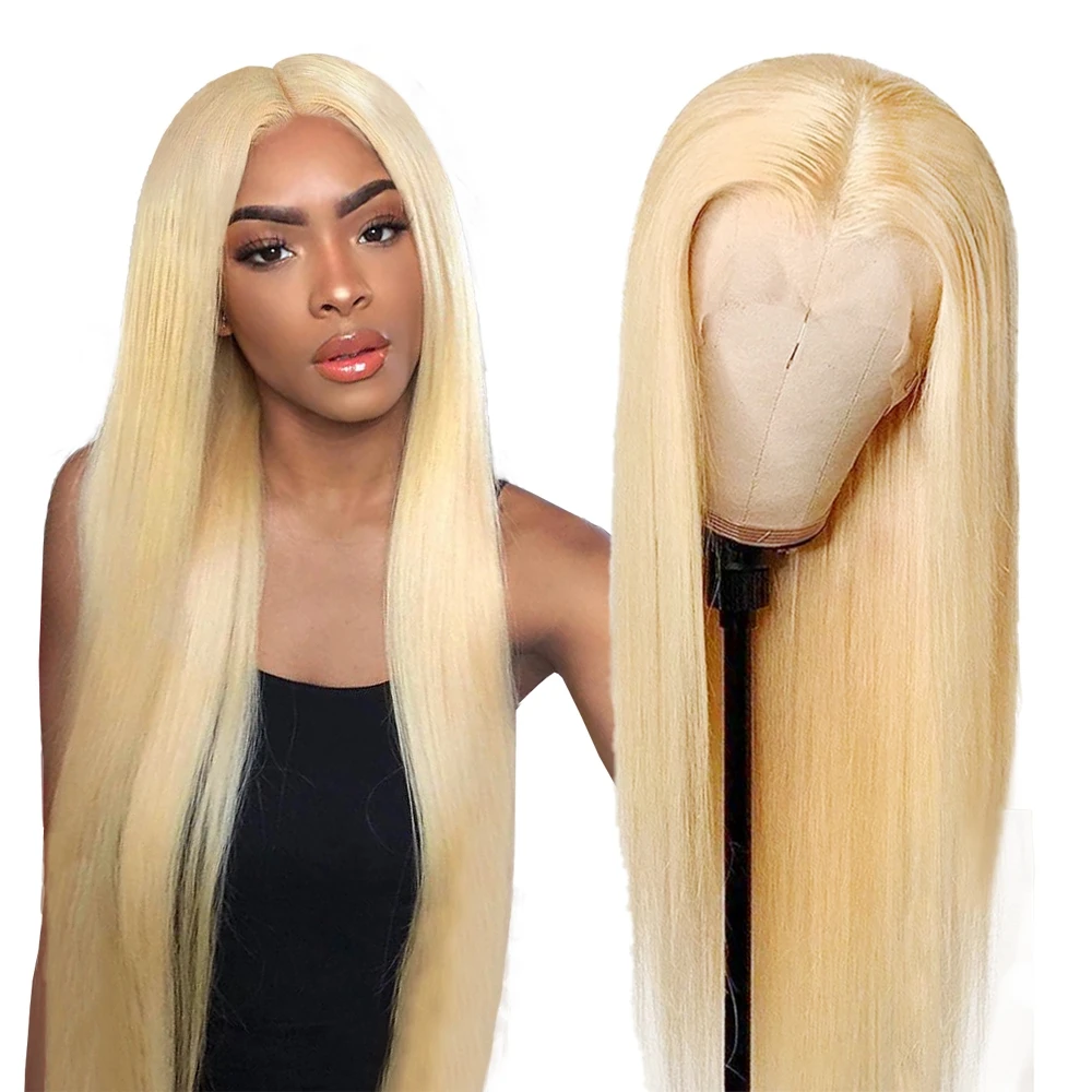 

Addictive Brazilian Honey Blonde Wig 100% Human Hair Afro Blonde Hair HD Transparent Straight Frontal 613 Glueless Full Lace Wig