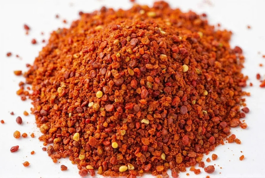 Chili flakes stored in a spice rack