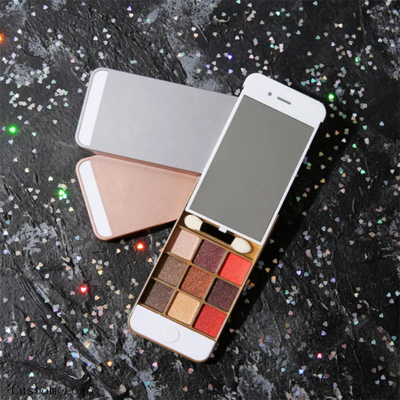 

Private label Fashion Eyeshadow Cell Phone Cas Eyeshadow Palette Glossy Soft Makeup Back Case eyeshadow palette, 9 colors
