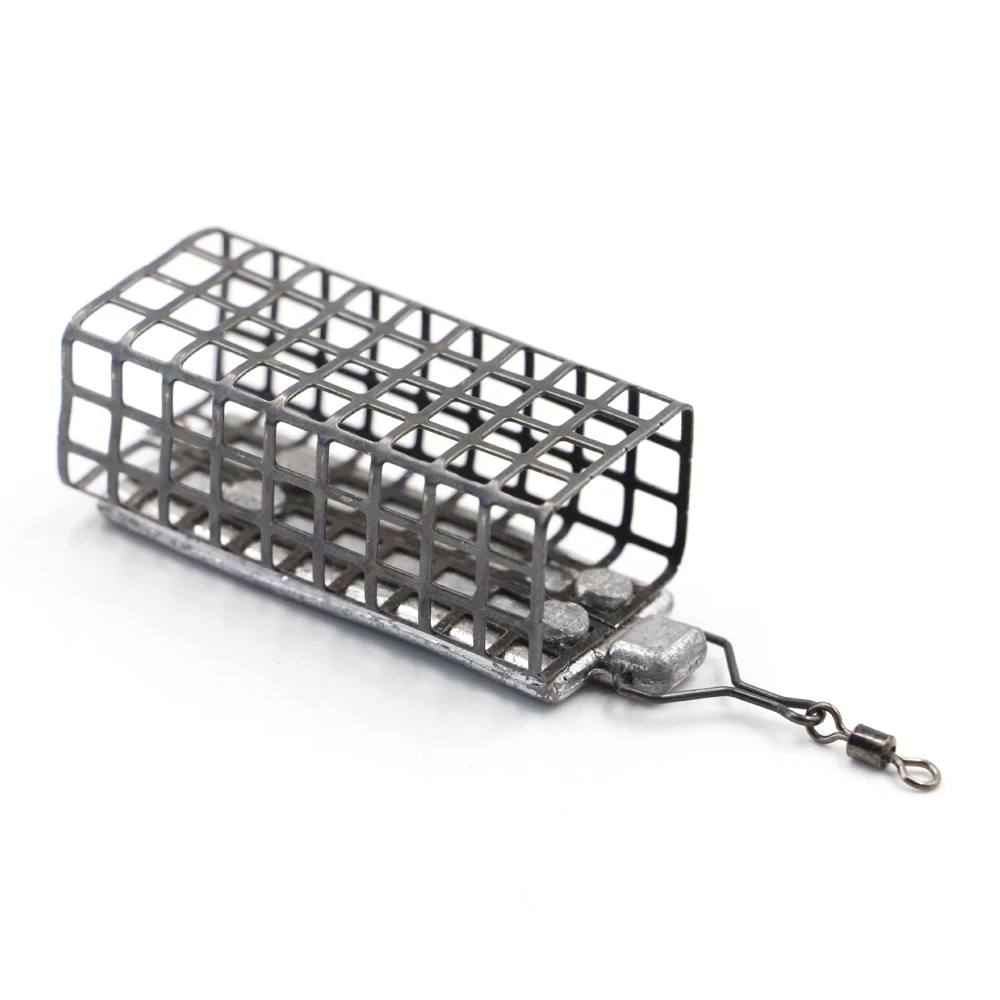 

China Stocked 28*44mm 20-100g Carp Fishing Tackle Feeder With Lead Basket Bait Cage Feeder Metal Wire Trap Feeder, Black