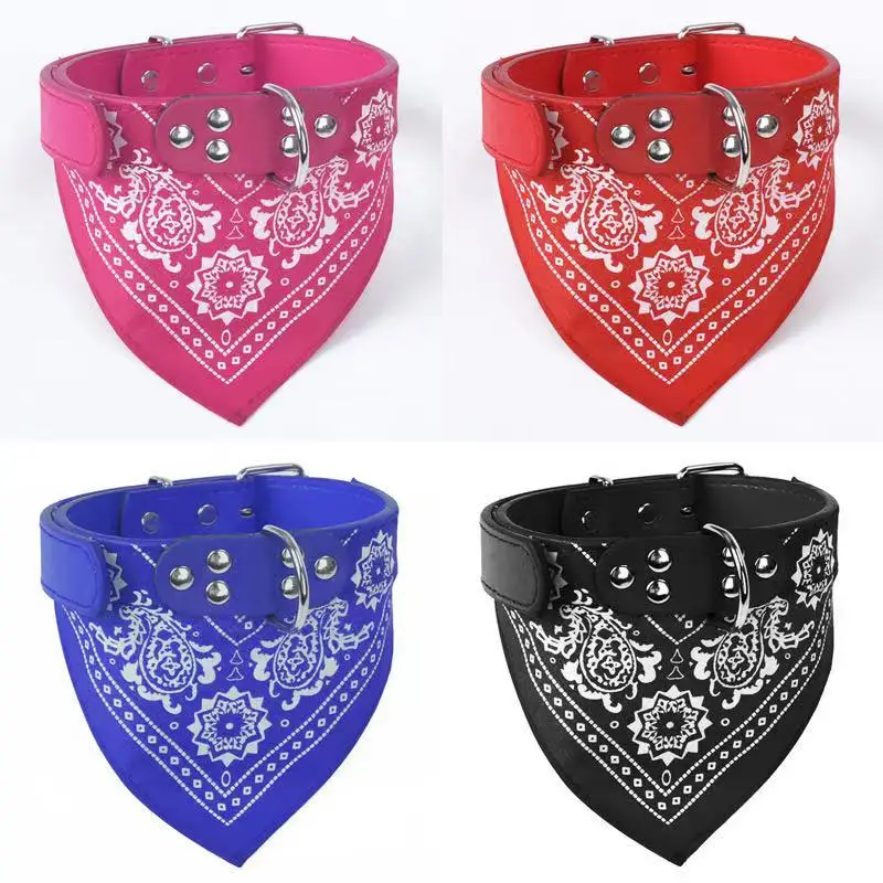 

Adjustable Dog Bandana Collar Pet Triangle Scarf PU Collar Triangle Bibs, Customized color