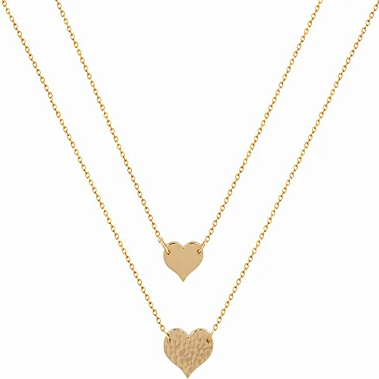 

Hot Sale Layered Pendant Handmade Gold Plated Dainty Necklace Heart Necklace for Women, Picture