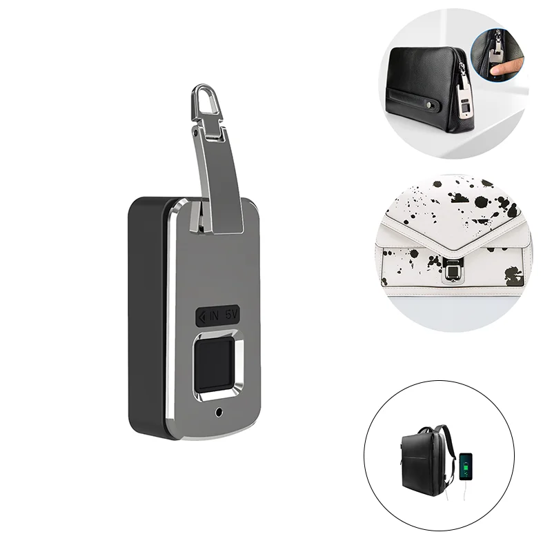 

Small Electronic intelligent Wallet handbag clutch Smart zipper Anti theft metal Biometric Fingerprint Briefcase lock