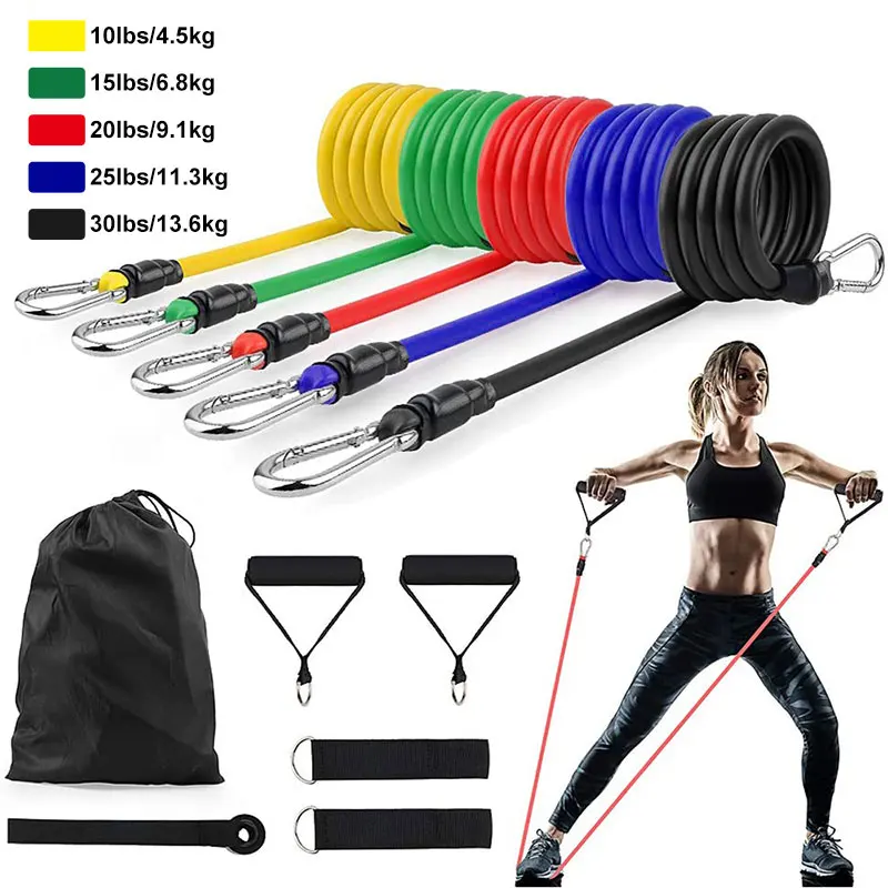 

11Pcs/Set Latex Resistance fit Training Exercise Yoga Tubes Pull Rope Rubber Expander Elastic Bands Fitness Equipment