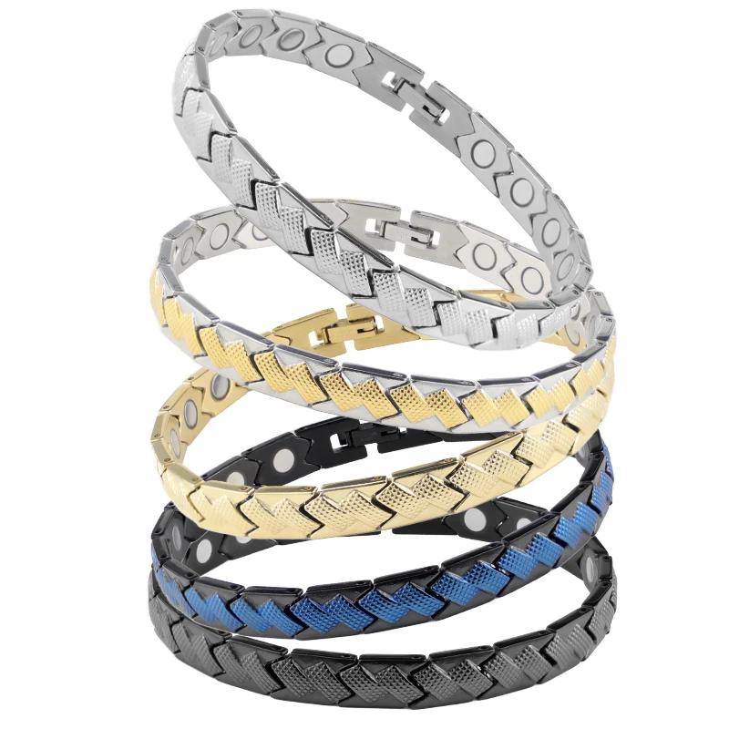 Newest Custom Logo Homme Bracelet Healing Health Magnetic Titanium Bracelet Chain Men