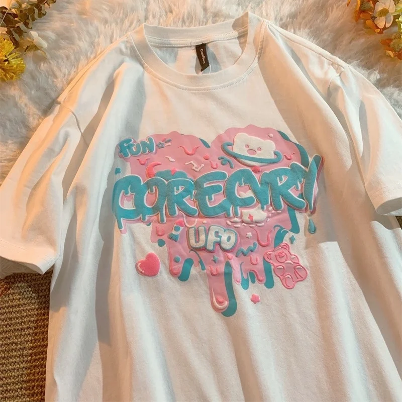 

men's puff print custom logo tee shirt graphic oversized cotton boy girls t shirt