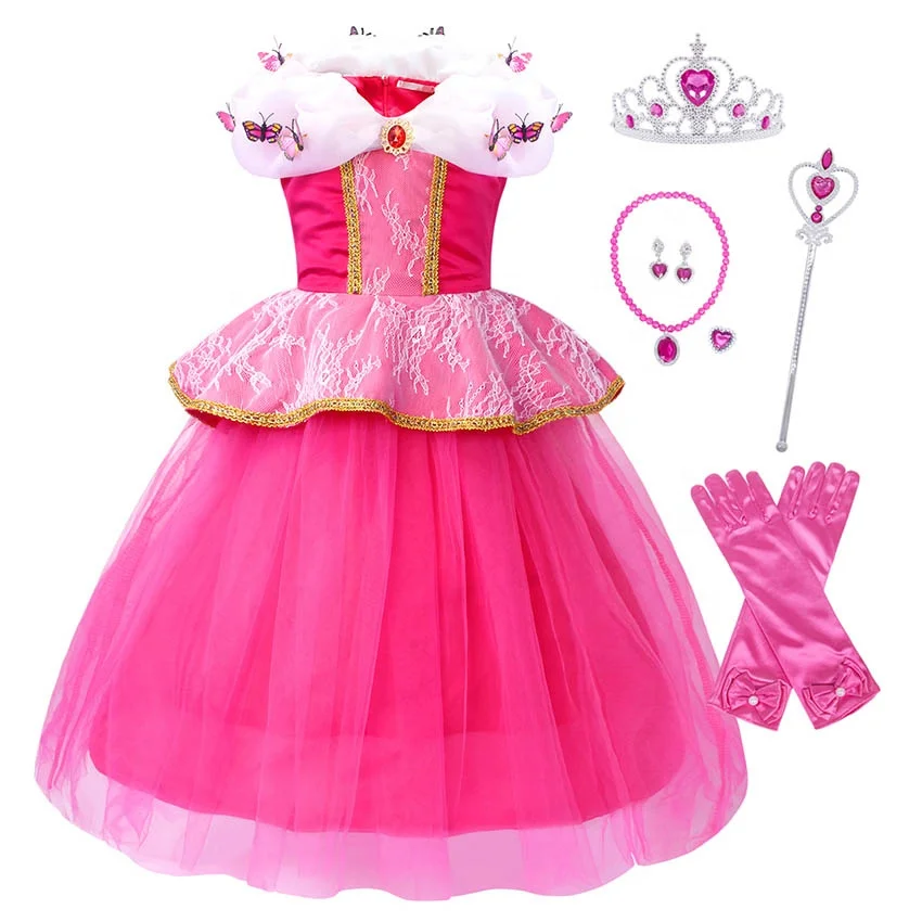 

Fancy Dress Outfit Costumes Girls Fairy tale Princess Tangled Rapunzel Aurora Kid Costumes Children 1pc/opp Bag 0.4KG