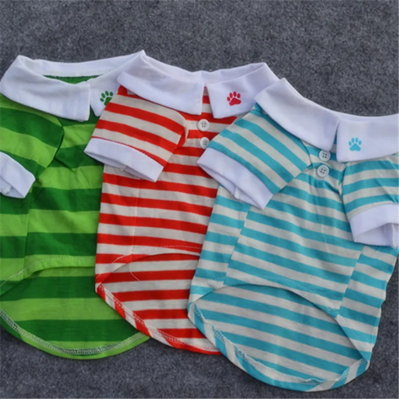 

Cotton pet clothing classic summer striped pet dog polo shirt clothes dog lapel t-shirt