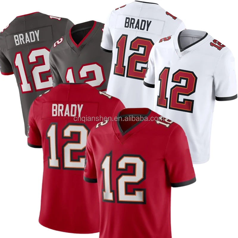 

Tampa Bay Tom Brady 12 American Football Teams Uniform Jersey 3D Embroidery Bowl Patch Mens High Quality T Shirt Wear Wholesale
