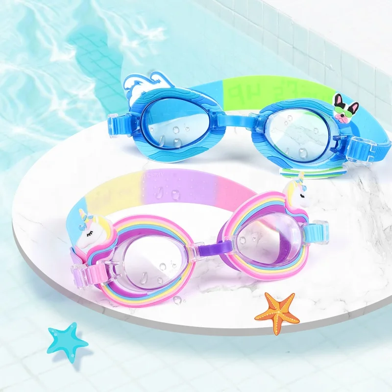 

Cartoon boys girls diving training anti fog silicone kids swim goggles