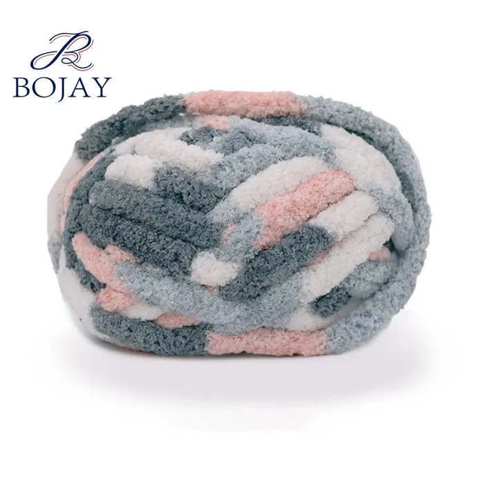 

Bojay Factory Wholesale 250g 8 OZ 24 Yards 100% Polyester Chunky Puffy Chenille Yarn For Arm Knitting Blanket