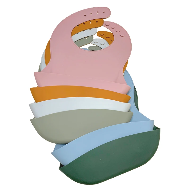 

Custom BPA Free Soft Waterproof Silicone Baby Bib with Food Catcher, Baby Silicone Bib