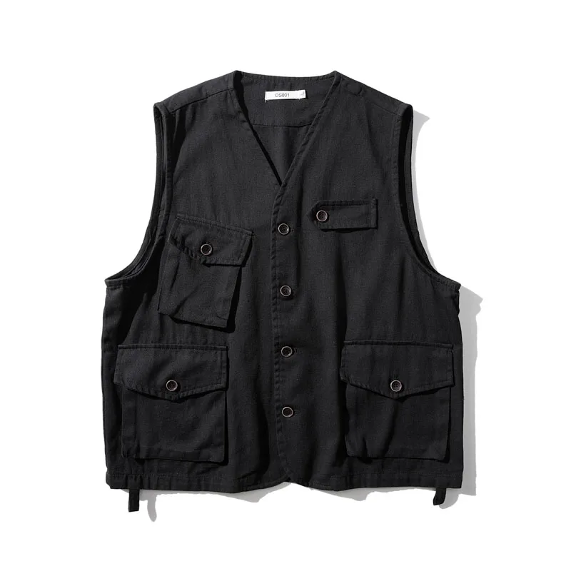 

Plus size men's functional hip hop tooling military Pocket Vest coat