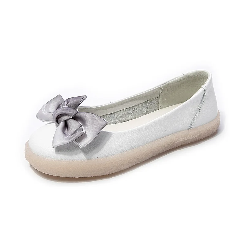 

women fashion breathable flexible leather bowtiedecoration shoe