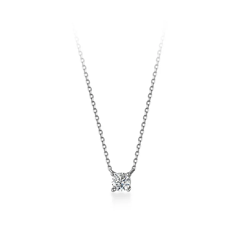 

2021 Sailing Jewelry Female Solitaire Necklace White Solitaire Necklace S925 Sterling Silver Four-claw White Solitaire Necklace