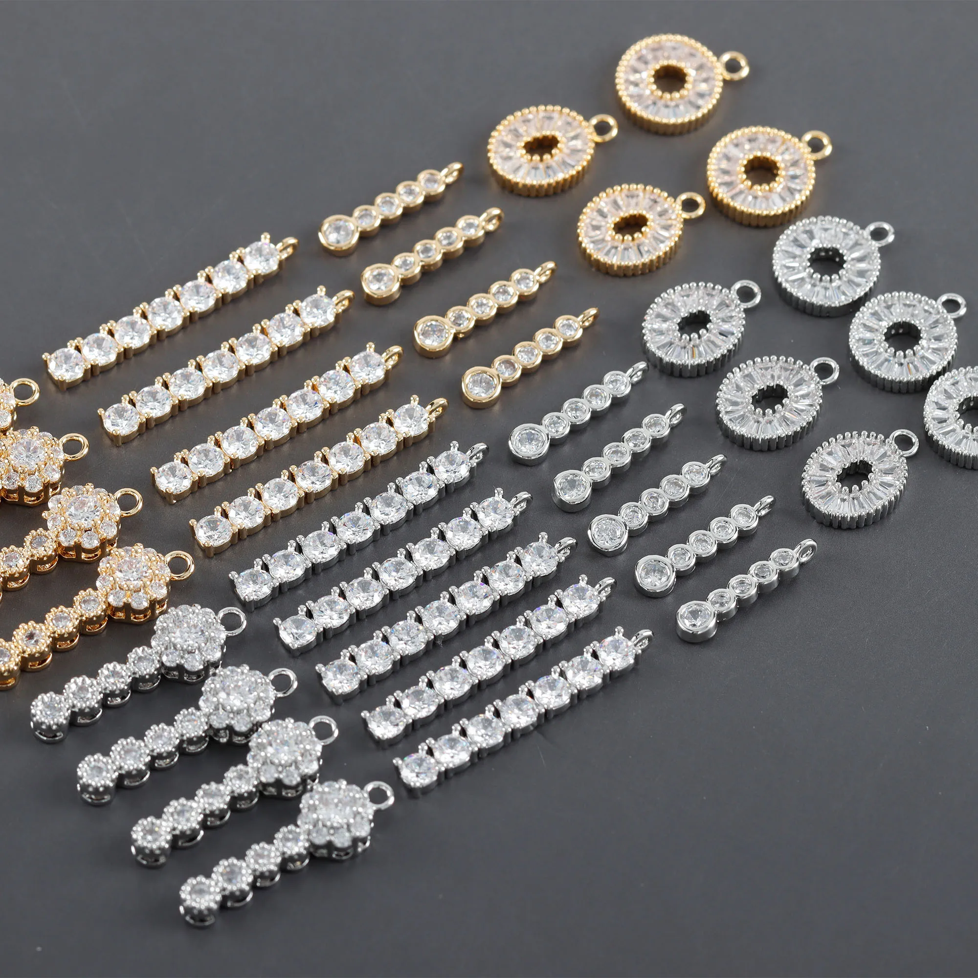 

Multi-style gold silver color zircon pendant diy necklace earrings jewelry making accessories,M1011,10 pcs/lot