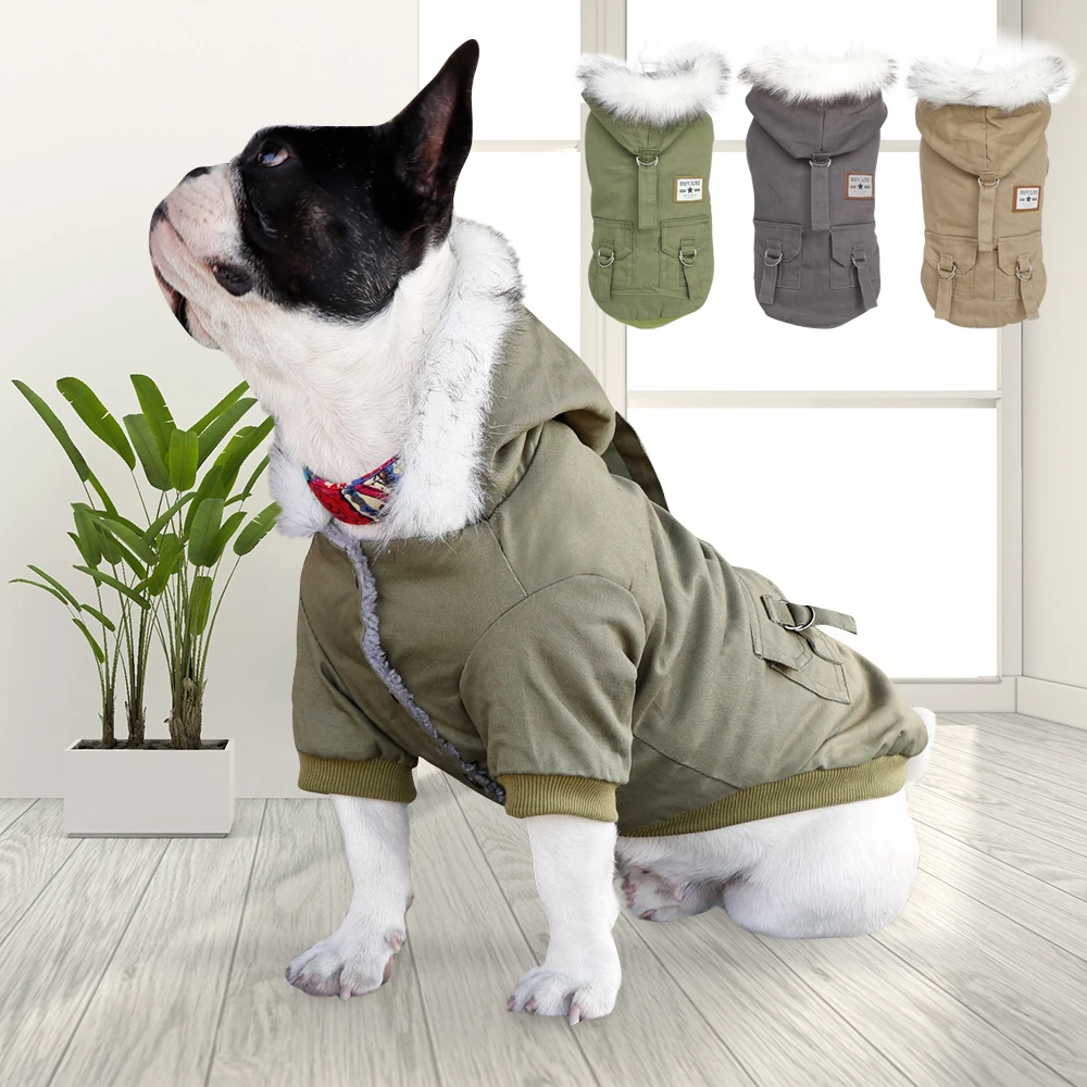 

Warm Pet Clothes Winter Dog Jacket Coat Hooded Pets Puppy Chihuahua Clothing Hoodies For Small Medium Dogs Pug French Bulldog, Green/gray/khaki