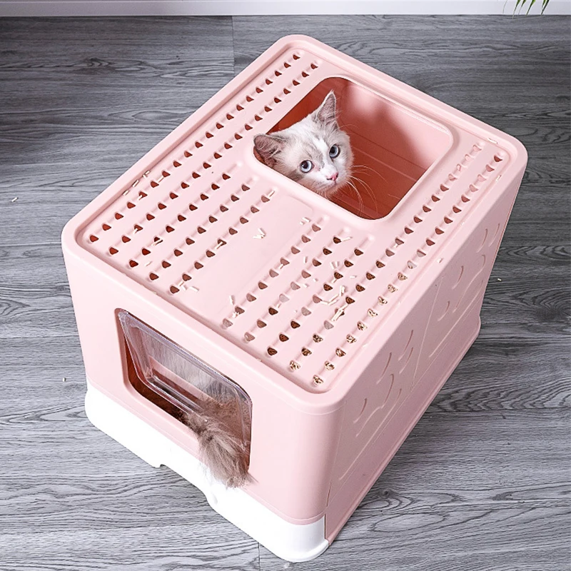 新设计可折叠双门猫砂盒抽屉式猫砂盒猫厕所