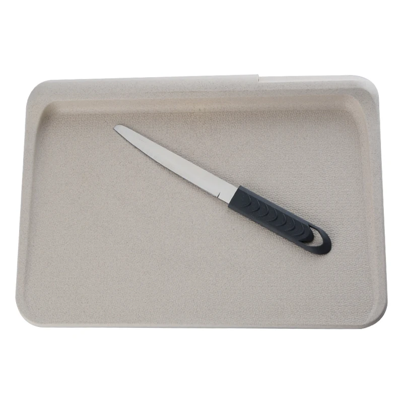 

New Promotion Multipurpose Food Grade Wheat Straw Fruit Vegetable Cutting Board With Kitchen Knife, Natural color