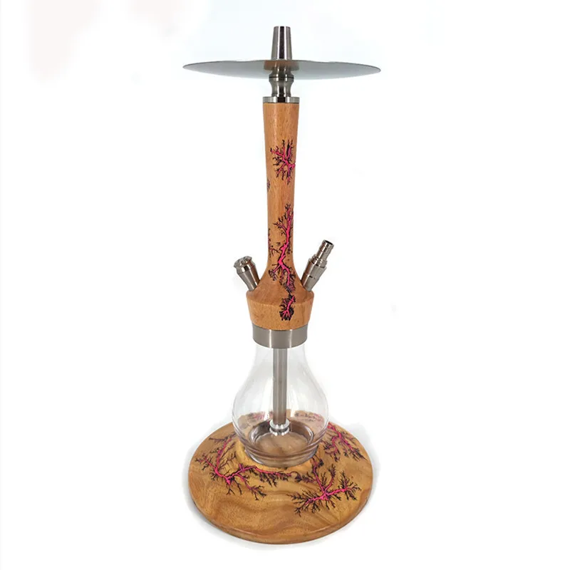 Top Wood 304 Stainless Steel Sheesha High Quality Glass Hookah European Chicha Best Quality Nargila Soft Smoke Luxury Shisha Set