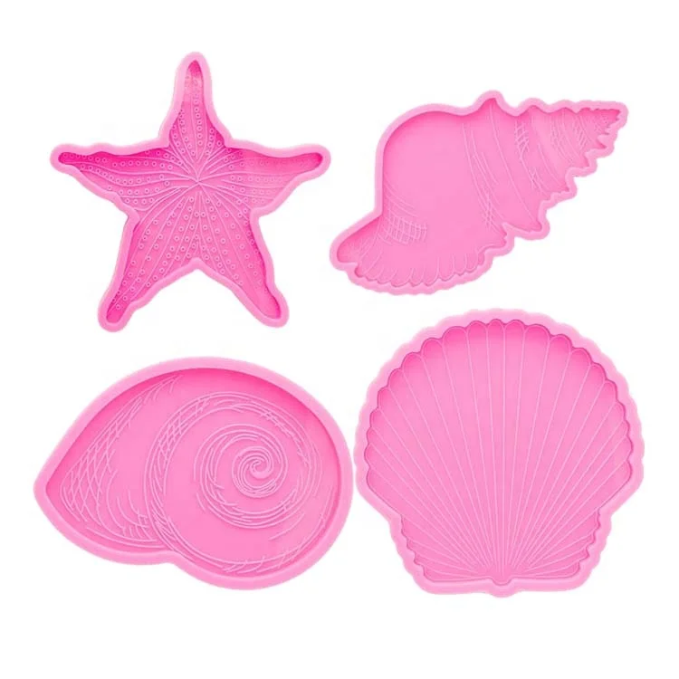 

S1318 Large Ocean spiral shell conch shell Starfish coaster silicone mold for epoxy resin, Random
