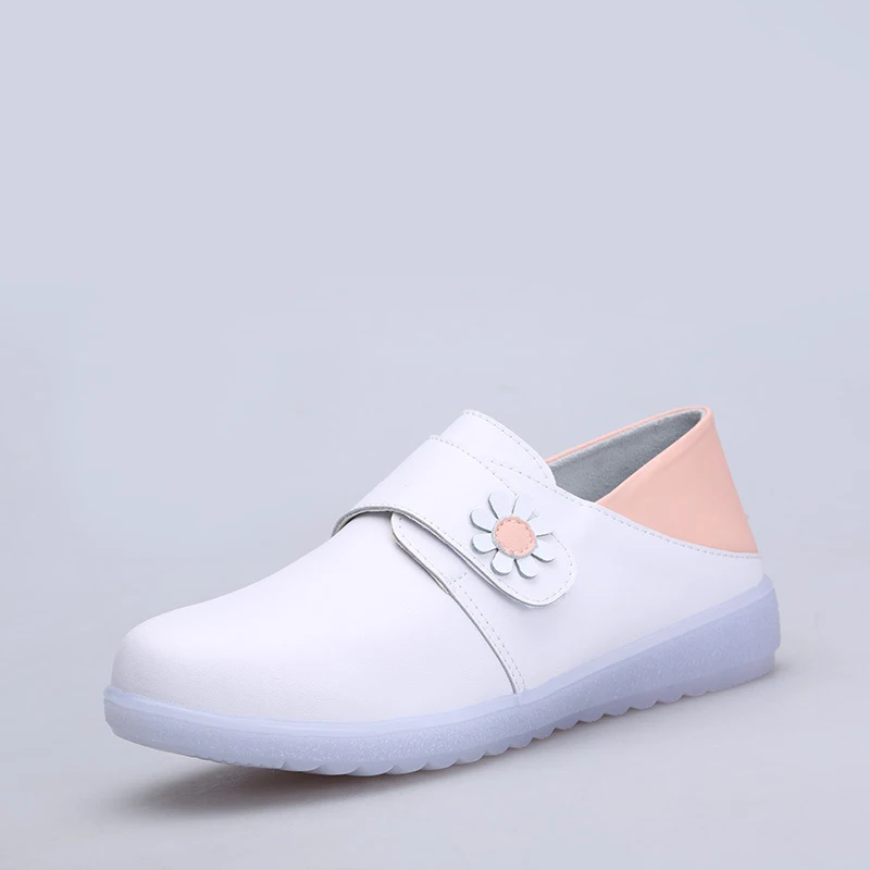 

White Flat Nursing Shoes Hook&Loop Hospital Medical Shoes for Females